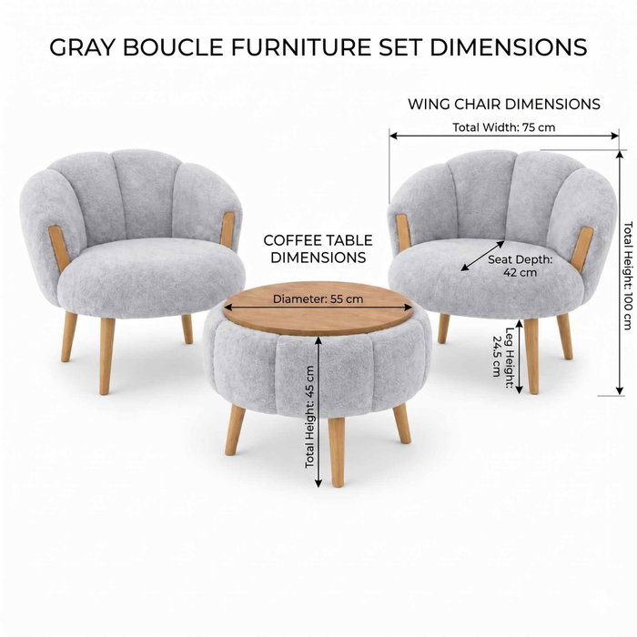 Atelier Del Sofa Juego de Sillones y Mesa de Café Star - Grey
